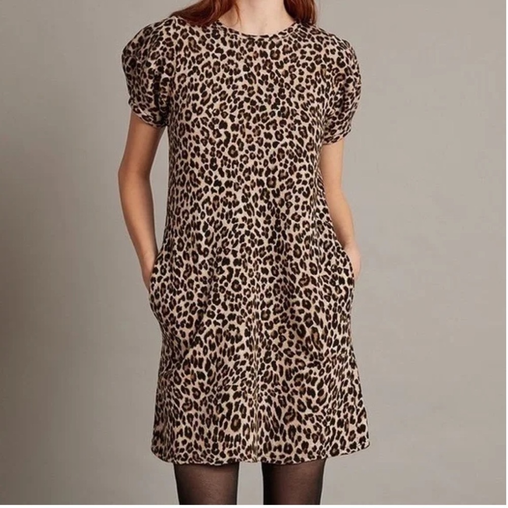 VELVET‎ by Graham & Spencer Fleece Jolene Puff Sleeve Dress Leopard Size XS Mini